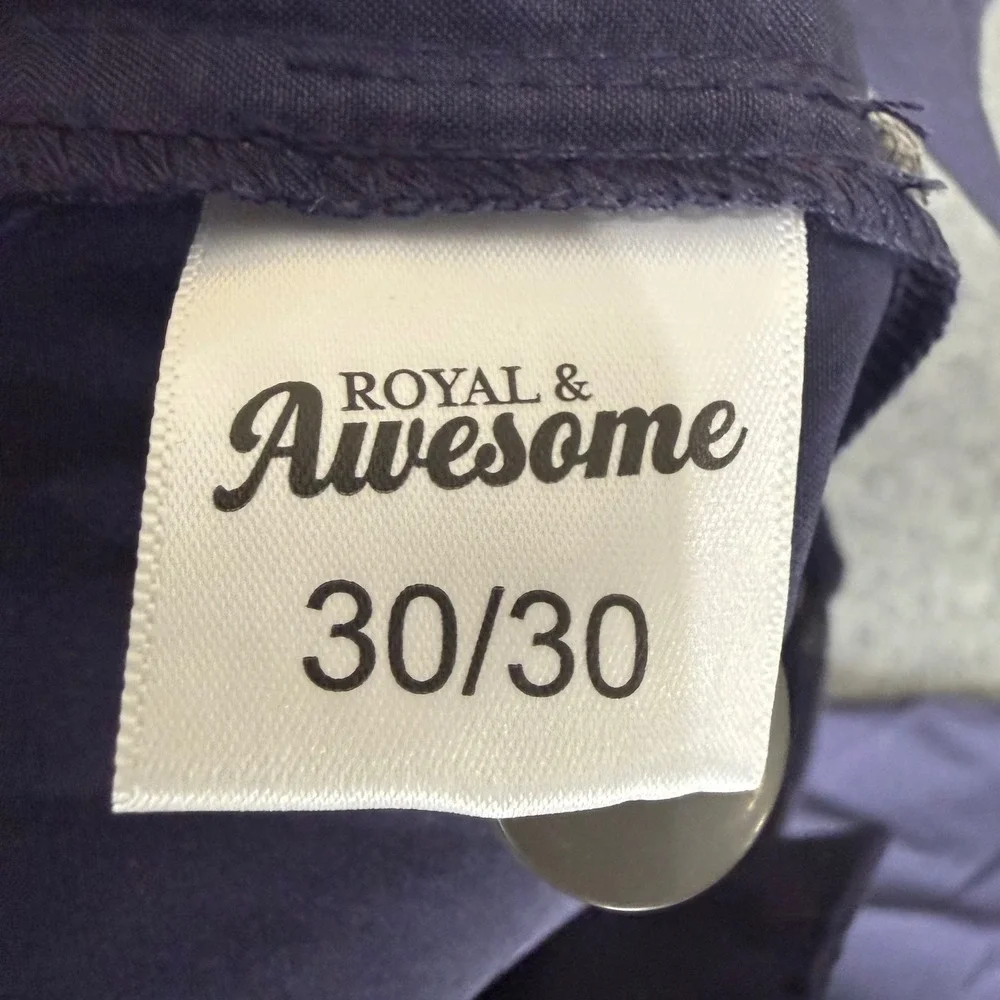 Royal & Awesome Mens Golf Chino Pants 30x30 Navy Performance Stretch Athletic